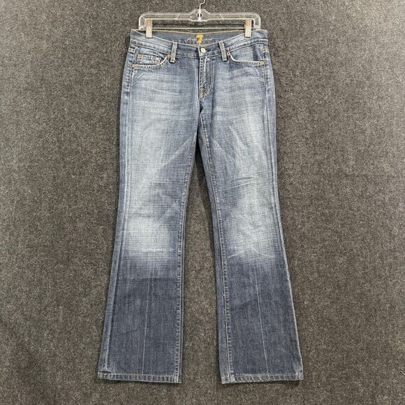 7 For All Mankind Jeans Womens 28 Blue Bootcut Jerome Dahan Made USA Denim - Picture 1 of 12